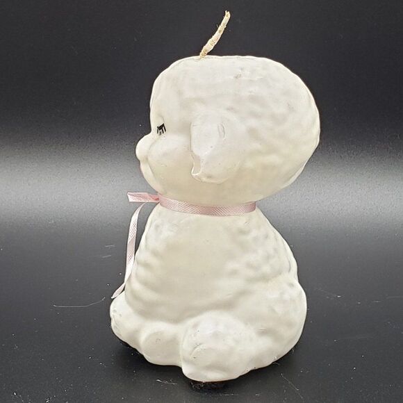 White Pink Black Vintage Baby Lamb or Sheep Shaped Unscented Waxed Candle - Picture 9 of 12